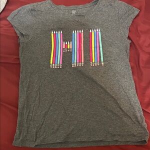 GAP Kids Gray Tee with Colorful Pencil Graphic
